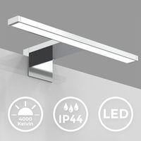 B.K.Licht lampe miroir LED, lampe armoire, applique salle de bain, lumière blanche neutre 4000 Kelvin, 5W, 550lm, IP44, largeur 300mm, chrome