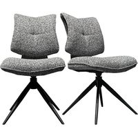 Lot 2 chaises rotatives tissu chiné noir avec dossier replié – IMOGEN