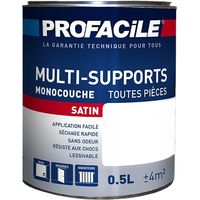 Peinture intérieure multi-supports, satin, murs, plafonds, boiseries, radiateurs, sans odeur, plusieurs teintes PROFACILE ffffff 0.5 litre