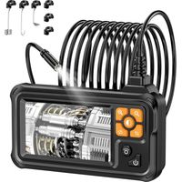 Endoscopio digital industrial HD, cámara de inspección de boroscopio IPS de 4,3 pulgadas y 1080P con sonda de alcantarillado portátil impermeable IP67 con 8 LED y cable semirrígido de 5 m.