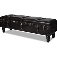 Banc, coffre de rangement long, tabouret, coffre de rangement, marron