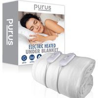 Purus Luxury Double Size Electric Blanket Fully Fitted Heated Bed Underblanket Polyester Detachable Control 3 Heat Settings