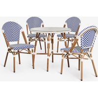 Set de mesa redonda Ø80 cm y 4 sillas de jardín apilables en aluminio Brielle Bistro SKLUM