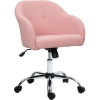 Fauteuil de travail ergonomique rose, assise et dossier capitonnés, réglable en hauteur