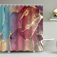 Duschvorhang mit Marmormuster (180 x 200 cm), bedruckter, wasserdichter Stoffduschvorhang, Duschvorhang aus Polyester mit geometrischem Muster, inklusive 12 Haken.