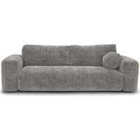 Canapé convertible avec coffre de rangement 4 places en velours texturé gris béton LIOR