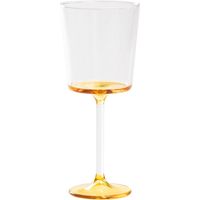 Discobolo Set 4 Calici Vino Rosso in Vetro Borosilicato Soffiato a Mano, Capacità 46,5 cl, Design Elegante con Fondello Trasparente e Giallo Oro
