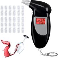 Alcohol Tester, Breathalyser Police Accurate, Per Mille Tester with 30 Mouthpieces, Professional Portable Alcohol Tester, Per Mille Meter with Digital LCD Screen for Private Use at Home