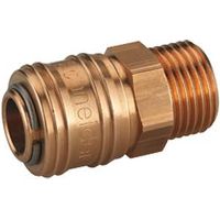 Conector rápido Rectus con rosca externa 1/4", alta calidad, ideal para sistemas de aire comprimido, fácil conexión y desconexión, robusto y confiable para aplicaciones industriales.