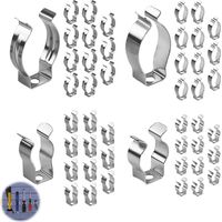 48Pcs Spring Clips, Spring Terry Clips for Hanging Tools, Assorted Various Size Wall Mounted Tool Garden Tool Hooks, Wall Mounted Metal Spring C-Lips for Organising Shed Garage Brooms Rakes