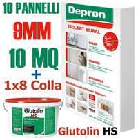 DEPRON PANNELLI ISOLANTI DA 9MM (125 X 80 ) CONFEZIONE DA 10MQ + 1 GLUTOLIN 8KG + GUANTI OMAGGIO