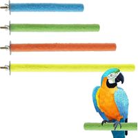 Parrot Perch Bird Perches for Cage, 4 Pcs Natural Claw Grinding Stick Wooden Quartz Sand Birds Perch Stand for Small Parrots Long Tailed Parrots and Cockatoos Chewing Sticks