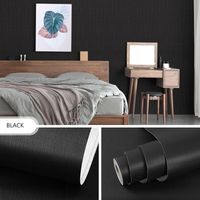 Papier Peint Noir Uni Papier Peint Adhésif Mural Décoratif Étanche Amovible Autocollant Rouleau Film Adhésif pour meuble Cuisine Salon Comptoir Armoire Étagère Table de Chevet de 45CM10M-LIAIKI
