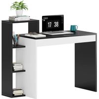 Bureau d'ordinateur en bois avec étagères de rangement – Dimensions 110x40x90 cm – Design moderne noir et blanc – Idéal pour espace de travail – Dlandhome