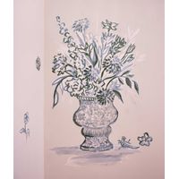 Décor papier peint préencollé Cenaryo, Bouquet, par Valentine Durand, version bleue