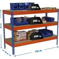 Simonrack Arbeitstisch Metall blau orange Holz