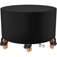 Round Garden Furniture Cover 200 x 94cm Black Garden Table Cover Protective Cover Waterproof Tarpaulin for Garden Furniture and Winter Storage