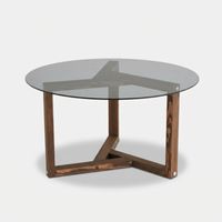 Mesa de centro de vidrio templado y madera de pino Miro