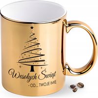 Mug de Noël doré personnalisé avec votre nom + votre nom