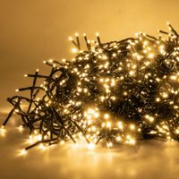 Guirlande cluster LUCCIKA Home 13,5 m Chaine de 1512 lumie'res LED de Noel 3 mm Blanc Chaud 31V avec 4 effets lumineux + me'moire de lumie're fixe et te'le'commande cable vert IP44 pour usage intern