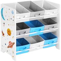Songmics – Bibliothèque enfant avec 9 boîtes amovibles en tissu non-tissé – Dimensions 62,5 x 29,5 x 60 cm – Motif espace – GKR33WT