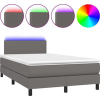 Estructura de cama LED con somier cabecero colchón y cubrecolchón 120x200 cm sintética gris TDL0207963