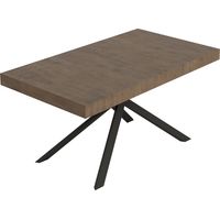 Table Extensible Niket En Noyer 160/264X90 Cm Avec Pieds Anthracite