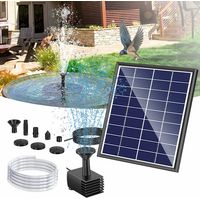 POPOSOAP Fontaine solaire extérieure 6W, 200 L/h avec tuyau 1,5 m et 5 buses pour jardin et bassin