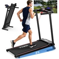 Tapis de Course Pliable 1-12 km/h avec Inclinaison Manuelle 8 %, Bluetooth et Applications Compatibles, Écran LED, 12 Programmes Intégrés, Charge Max. 120 kg, pour Marche et Jogging à Domicile