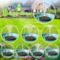 Fontaine Solaire Extérieur, 2026 Nouveau Flottante Pompe Bassin Solaire avec 8 Buses & 4 Tiges Fixes pour Bain d'oiseaux, Étang, Piscine, Patio, Jardin Fontaine, Décoration de Jardin (Marron)