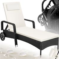 Bain de soleil en résine tressée et acier noir beige
