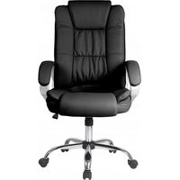 Silla Oficina New York con reposabrazos, Altura Regulable y diseño ergonómico. Piel Sintética Negra