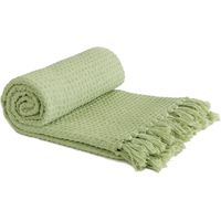 Emma Barclay Honeycomb - Coperta copridivano in cotone riciclato, tinta unita, con struttura a nido d'ape, verde pistacchio, 70 x 100 (177 x 254 cm)