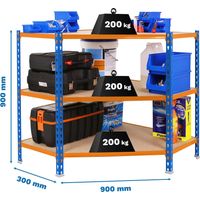 Simonrack Praktisches Eckregal Blau Orange Holz
