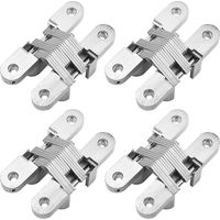 Charnière croisée de 4 paquets, charnières invisibles en alliage de zinc pour porte pliante, y compris vis, roulement de charge: 40KG