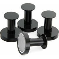 Appendiabiti magnetici per appendere cappotti e borse, 4 ganci da parete neri estremamente resistenti, attaccapanni da porta con raro magnete in metallo al neodimio, ganci per porta del frigorifero