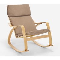 Sillón mecedora de madera con diseño escandinavo Aalborg - Beige