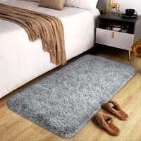 s Living Room – Grey Area Rugs for Bedroom Non Slip – Fluffy Shaggy Rug Super Soft Small Thick Pile Non-Shedding Plush Carpet for Lounge, 50cm x 80cm