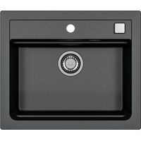 Fregadero de cocina STRADOUR ATROX+ empotrable 59 x 50 cm negro mate 1 cubeta composite con aspecto granito