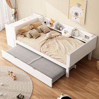 90200cm,lit plat,avec lit lit-lit,bureau,trois étagères sur le côté du lit,blanc