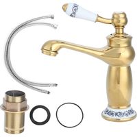 Jingyi Robinet d'eau, élégant Robinet de Bassin en Laiton doré Antique Robinet d'eau Chaude et Froide pour la Salle de Bains de l'hôtel