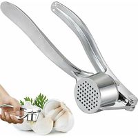 Prensa de ajos, cortador de ajos de acero inoxidable, prensa de ajos, molinillo de ajos, apto para lavavajillas, práctico utensilio de cocina para ajo y jengibre frescos (plateado)