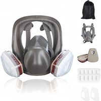 Mascarilla respiratoria facial completa Kkmoon - Filtro de partículas y gases - Diseñada para productos químicos y pinturas - Silicona ligera y ajustable - 1 mascarilla