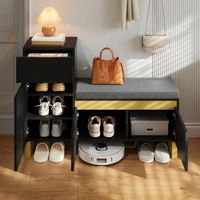 Armoire à chaussures entrée minimaliste multi-niveaux,grande capacité,organisateur maison équipé de tiroirs et portes