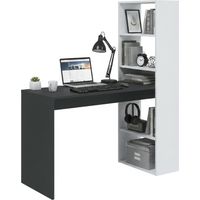 Dmora – Bureau réversible avec bibliothèque 5 étagères – Dimensions 120x53x144 cm – Bois lamellé résistant aux chocs – Blanc et anthracite - 120x53h144