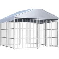Vidaxl – Chenil pour chien extérieur avec toit 300 x 300 x 200 cm – Acier robuste – Résistant aux intempéries – Système de verrouillage sécurisé