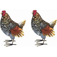 Dehner Figura Decorativa a Forma di Gallo, 2 Pezzi, ciascuno di Circa 38 x 27 x 16,5 cm, Metallo, colorato