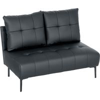 Divano 2 Posti in Finta Pelle Senza Braccioli e Trapuntato a Bottoni, 115x73x83 cm, Nero