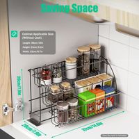Organiseur de rack d'épices d'armoire de 3 couches, étagère de rangement en métal, étagère de rangement de cuisine rétractable de grande capacité, noir