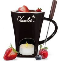 KLVGTIFS PU - Mug à fondue au chocolat, tasse à café, mug à fondre le chocolat avec fourchette, chauffe-fondue, mug à bonbons, café chaud